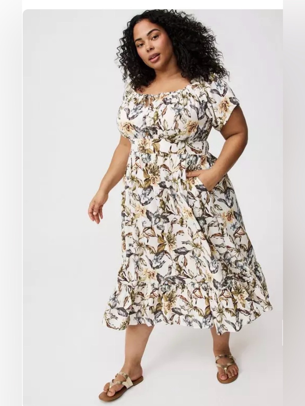 Challis Off-Shoulder Tea Dress